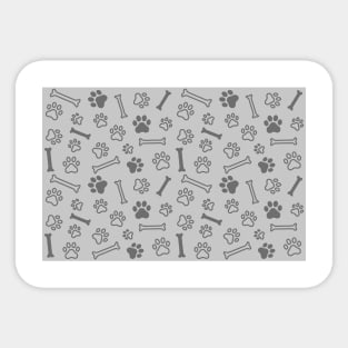 Pet - Cat or Dog Paw Footprint and Bone Pattern in Grey Tones Sticker